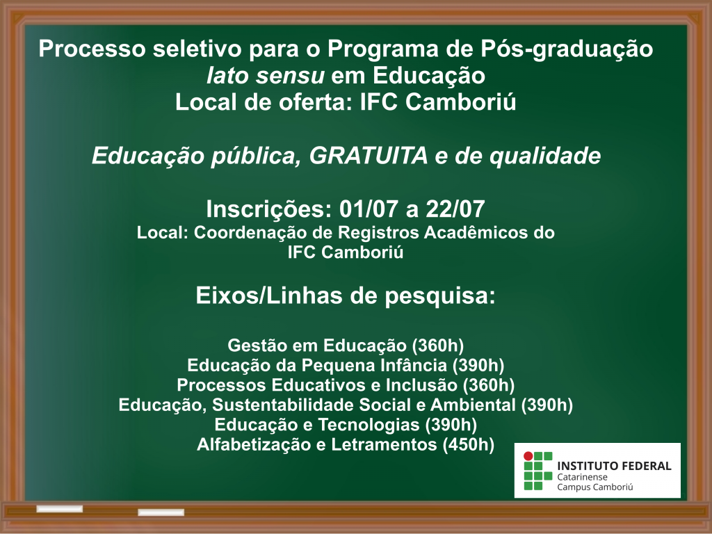 Quadro - Processo seletivo pós educação